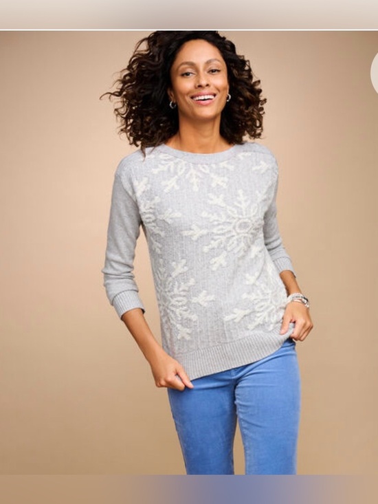 Talbots Sweaters - NWT Talbots Bateau Neck Sparkle Snowflake Sweater Womens Large